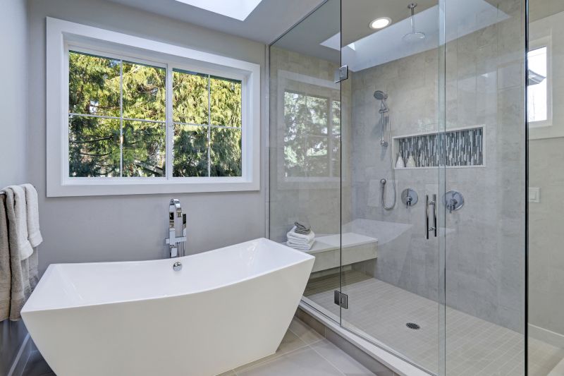 Contemporary Bathroom with Freestanding Tub